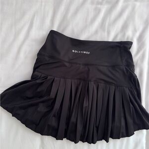 Gold Hinge Black Pleated Tennis Skirt